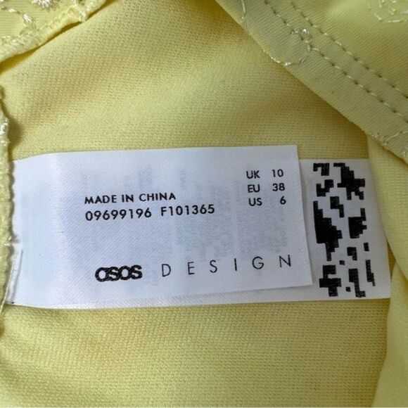 ASOS DESIGN Eyelet Tie Front Swimsuit Yellow Size 6 BNWT - Picture 8 of 8